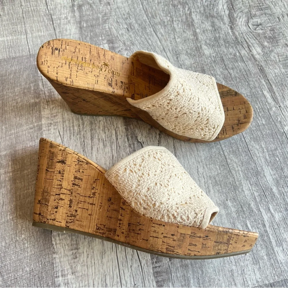 Montego Bay Club Crochet Wedge Slip On Sandals Size 10